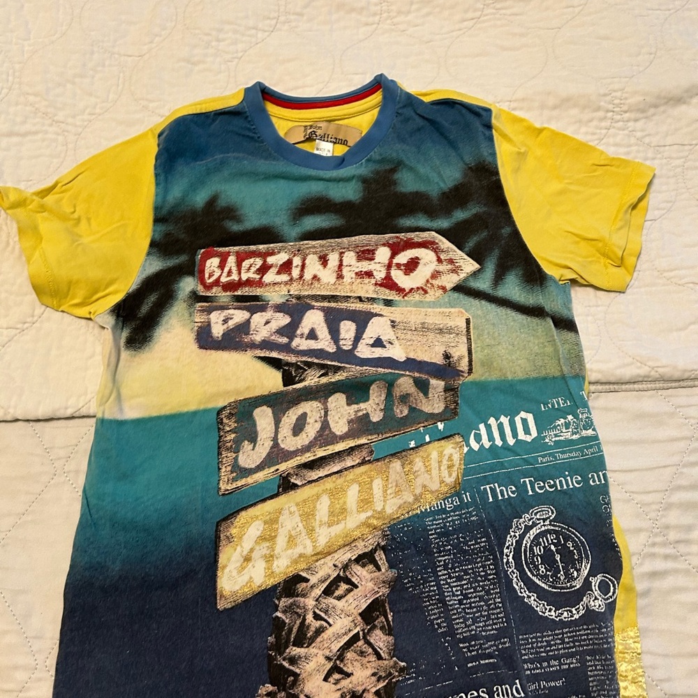John Galliano Kids Signpost T-Shirt - Yellow and Blue